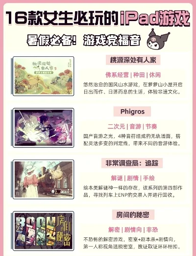 精选女生单机游戏推荐：解谜、消除、格斗与RPG佳作