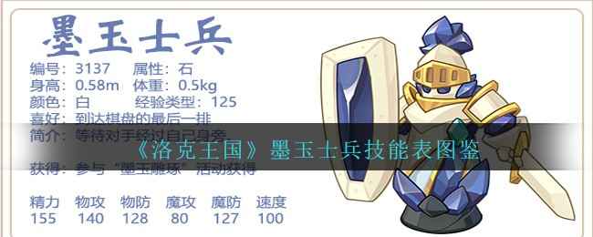 洛克王国墨玉士兵技能全解析：配招与战斗表现深度解析